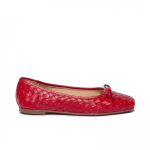 Bernardo Gwynn Woven Ballerina Dame Rød | VCB6950YK